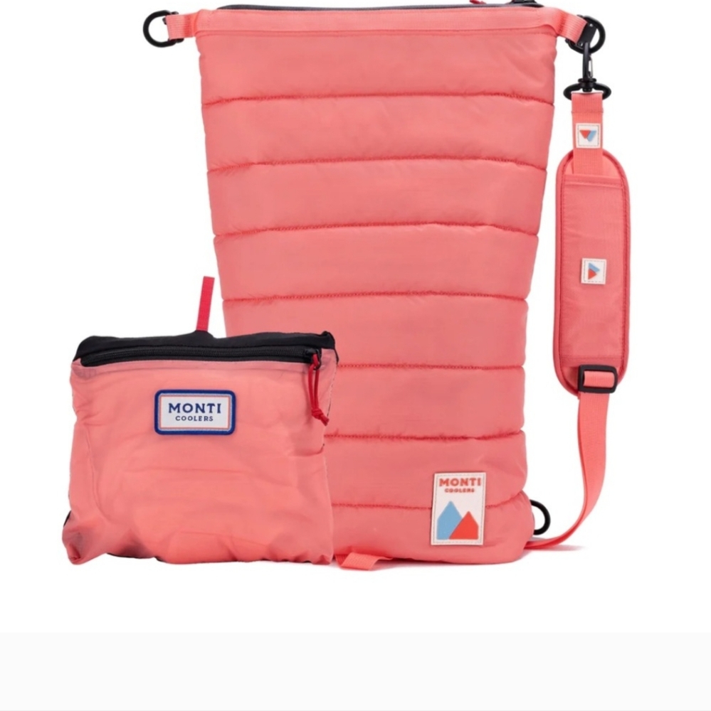 Monti 14L Mayfly Crossbody Travel Cooler Coral Peach Puffer Bag